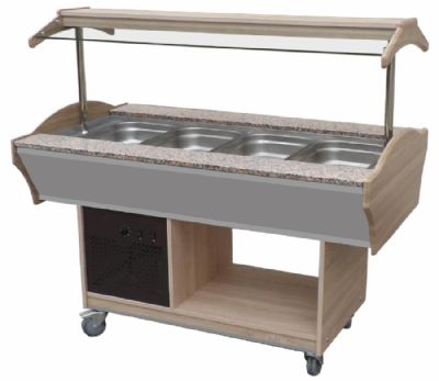 Buffet central rfrigr 0/+10c cuve 4 gn 1/1-150 avec porte-assiettes granit