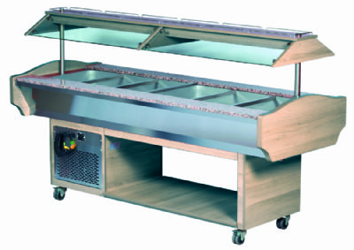 Buffet central rfrigr 0/+10c cuve 6 gn 1/1-150 avec porte-assiettes granit