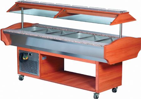 Buffet réfrigéré central froid statique 6 GN 1/1-150, 0/+10°C, porte-assiettes granit - l2g - B2206RE