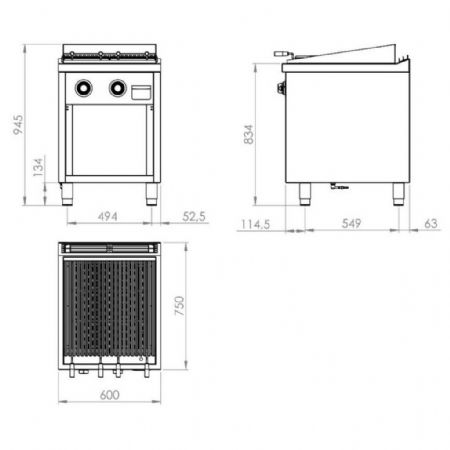 Grill pierre de lave profondeur 750 Gaz 17,52 kW sur meuble - Hr Fainca - B7506E