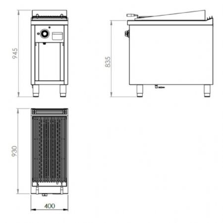 Grill pierre de lave profondeur 900 Monophasé 11500 kW - Hr Fainca - B9004E