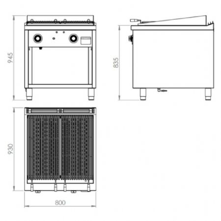 Grill pierre de lave profondeur 900 800x930x945 mm - Hr Fainca - B9008E