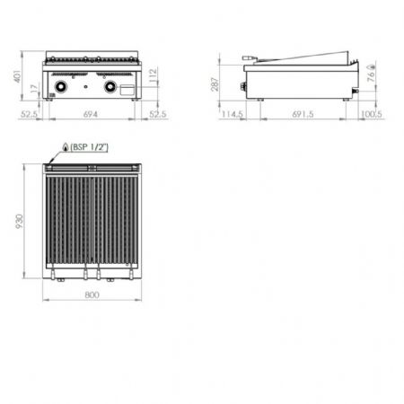 Grill pierre de lave profondeur 900 800x930x410 mm - Hr Fainca - B9008S