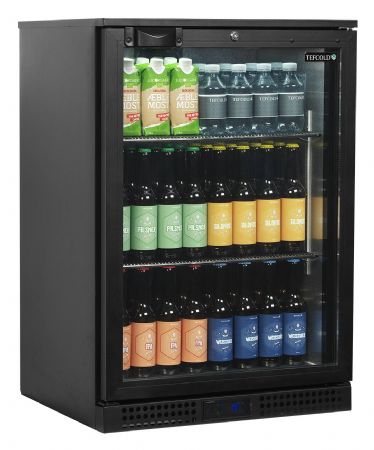 Arrière bar de 1 porte vitrée positif noir 115 L +2 à +10 °C - Tefcold - BA16H