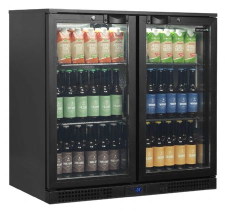 Arrière bar 2 portes vitrées positif noir 182 L +2 à +10 °C - Tefcold - BA26H