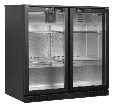 Arrière bar 2 portes vitrées positif noir 182 L +2 à +10 °C - Tefcold - BA26H