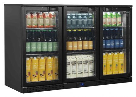 Arrière bar de 3 portes vitrées positif noir 288 L +2 à +10 °C - Tefcold - BA31H