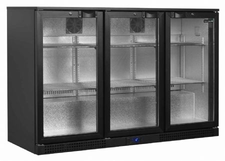 Arrière bar de 3 portes vitrées positif noir 288 L +2 à +10 °C - Tefcold - BA31H