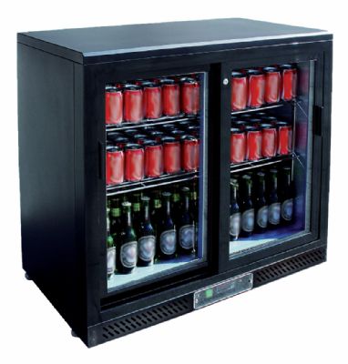Arrière de bar réfrigéré +0/ +10°c avec 2 portes vitrées coulissantes - 208 litres Arrière de bar réfrigéré +0/ +10°c avec 2 portes vitrées coulissantes - 208 litres