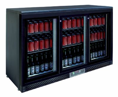 Arrière de bar réfrigéré +0/ +8°c avec 3 portes vitrées coulissantes - 330 litres Arrière de bar réfrigéré +0/ +8°c avec 3 portes vitrées coulissantes - 330 litres