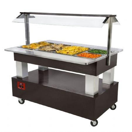 Buffet chauffant professionnel 4 x GN 1/1 bois wengé 1440x660x1370 mm - Diamond - BBM/4N-B1