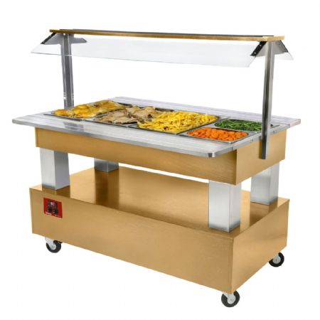 Buffet chauffant 4 bacs GN 1/1 bois chêne clair 1440x660x1370 mm - Diamond - BBM/4N-D1
