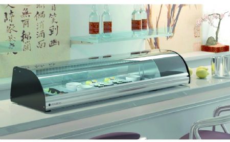 Vitrine sushis à poser avec intérieur fond embouti pour 4 bacs GN 1/3-40 - 1050x410x255 mm