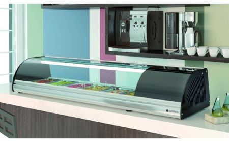 Vitrine tapas à poser avec intérieur fond plat pour plats -1400x410x400 mm