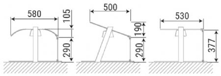 Vitre frontale de protection courbée et droite inclinée pour buffets modulaires - 843x290x6 mm