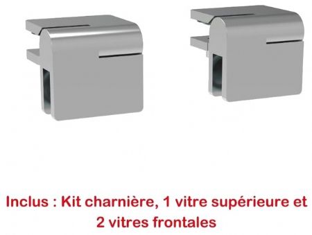 Vitre droite avec 2 vitres anti-buée pour buffets modulaires - 1823x490x6 mm
