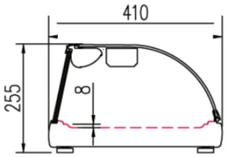 Vitrine sushis à poser avec intérieur fond plat pour plats -1050x410x255 mm