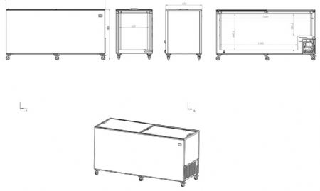 Congélateur bahut couvercles coulissants en verre 582 litres capacité utile 490 litres -18°C/-24°C - Virtus - BCZ0012/S
