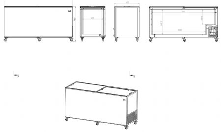 cong�lateur bahut professionnel capacit� 490 litres avec couvercles coulissantes en verre -14�/-24�C
