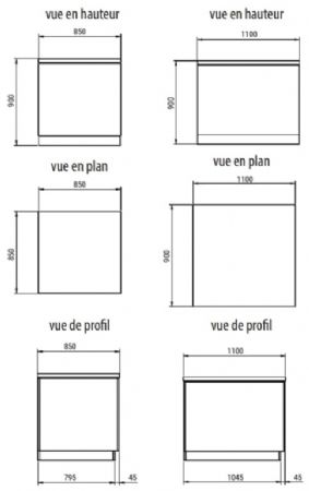 Buffet angle exterieur - 1100x850x900mm