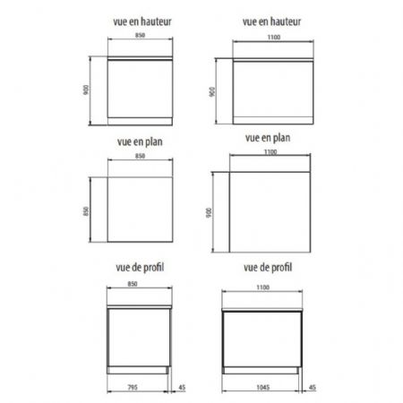 Self-services neutre buffet d'angle intérieur 1100x850x900 mm - Eratos - BDEE11