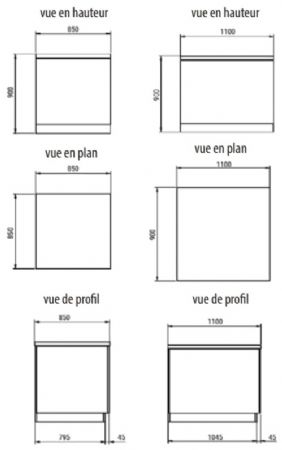 Buffet angle interieur - 1100x850x900mm