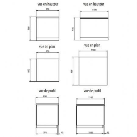 Self-services neutre buffet d'angle 1100x850x900 mm - Eratos - BDEI11