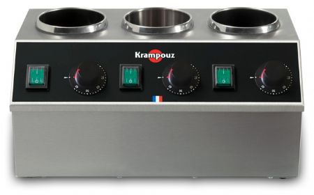 Chauffe-chocolat professionnel électrique triple 3 emplacements 3 x 170 W inox - Krampouz - BECIC3AO Chauffe-chocolat professionnel électrique triple 3 emplacements 3 x 170 W inox - Krampouz - BECIC3AO