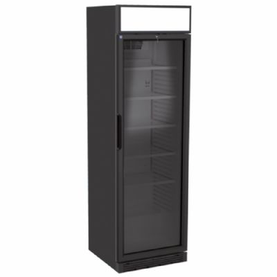 Armoire rfrigre verticale noire porte vitre temprature +1/+9C et 373 L