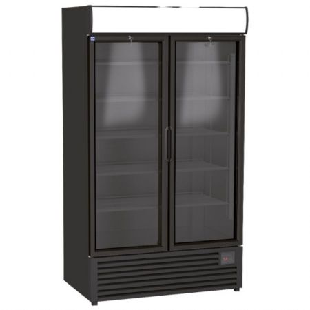 Armoire réfrigérée verticale 1140 L avec 2 portes vitrées, positive, noire - Virtus - BFD0024