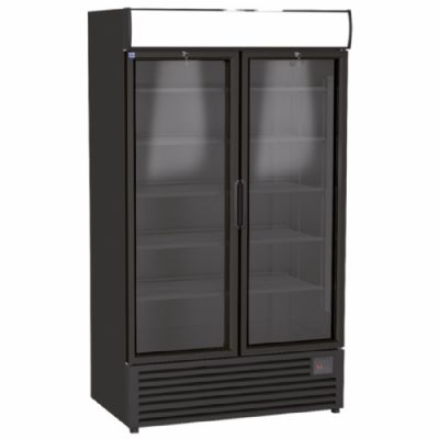 Armoire réfrigérée verticale noire 2 portes vitrées température +1/+9°C Armoire réfrigérée verticale noire 2 portes vitrées température +1/+9°C