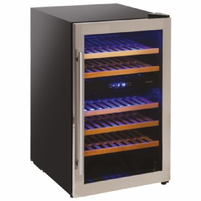 Présentoir à vin réfrigéré noir 2 zones de froid +5/+10°C capacité 31 bouteilles Présentoir à vin réfrigéré noir 2 zones de froid +5/+10°C capacité 31 bouteilles