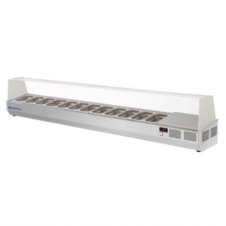 Saladette à Poser Superstructure réfrigérée 12 bacs GN 1/4 hauteur 150 mm, positive - Virtus - BGB0138