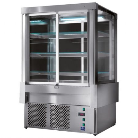 Vitrine réfrigérée de Boulangerie Pâtisserie 4 portes coulissantes et 3 étagères, positive, 769 mm, noire - Virtus - BGB0335