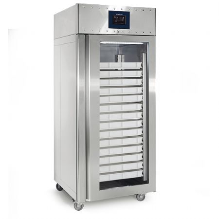 Armoire réfrigérateur professionnelle 850 litres en inox pour pâtisserie avec porte en verre 56x 600x400 -2°/+8°C Armoire réfrigérateur professionnelle 850 litres en inox pour pâtisserie avec porte en verre 56x 600x400 -2°/+8°C