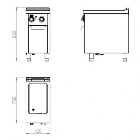 Bains-marie pro ligne profondeur 750 Gaz sur placard - Hr Fainca - BMG7504E