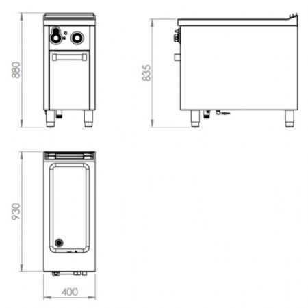 Bains-marie pro ligne profondeur 900 sur coffre 1 cuve 400x930x880 mm 5000 kW - Hr Fainca - BMG9004E