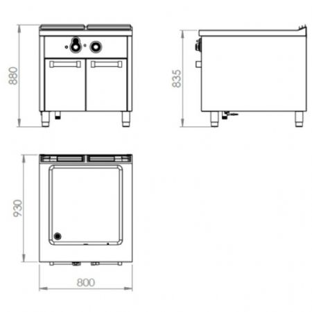 Bains-marie pro ligne profondeur 900 sur coffre 10000 kW - Hr Fainca - BMG9008E