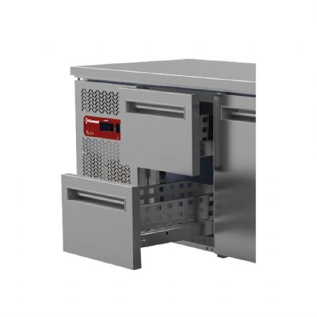 Table frigorifique 2 portes avec kit de 2 tiroirs - 1500 x 600 x H880/900 mm