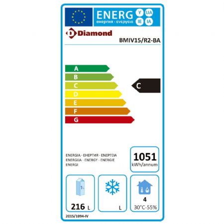 Table frigorifique ventilée 2 portes positive 2 grilles 245 L - Diamond Promo - BMIV15/R2