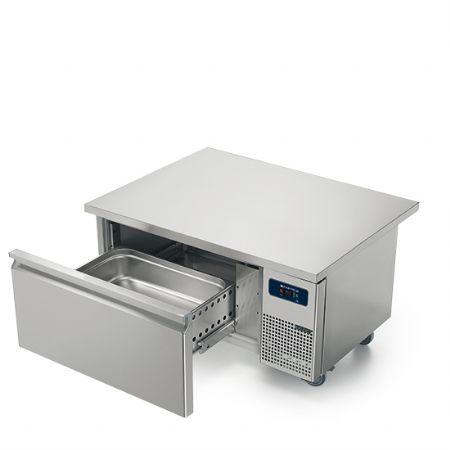 Soubassement rfrigr avec 1 tiroirs GN 2/1 h=150 mm pour appareils de cuisson 900 mm, l=1200 mm