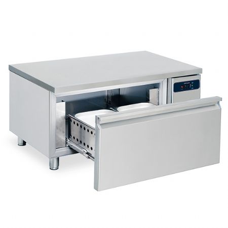 Soubassement négatif avec 1 tiroir GN 2/1 h=150 mm pour appareils de cuisson, l=1200 mm - Virtus - BNB0040