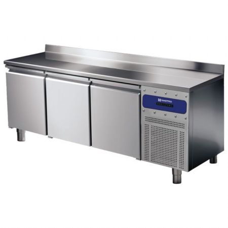 Tour réfrigéré pâtissier positif 3 portes 600x400 mm avec plan en inox et dosseret - Virtus - BNZ0043PI
