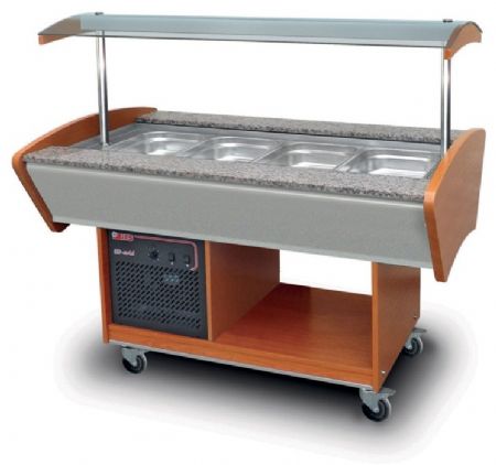 Buffet réfrigéré professionnel en acier inoxydable 4 bacs GN 1/1 positif 1555x900x1370 mm - Furnotel - BR4GN