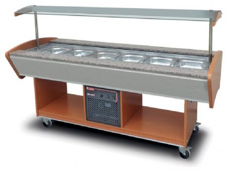 Buffet réfrigéré professionnel 6 bacs GN 1/1 - 2200x900x1370 mm - Furnotel - BR6GN