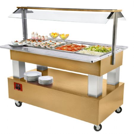 Buffet réfrigéré salad bar 4 bacs GN 1/1-150 en bois chêne clair 1440x660x1370 mm - Diamond - BSB/4N-D1-R2 Buffet réfrigéré salad bar 4 bacs GN 1/1-150 en bois chêne clair 1440x660x1370 mm - Diamond - BSB/4N-D1-R2