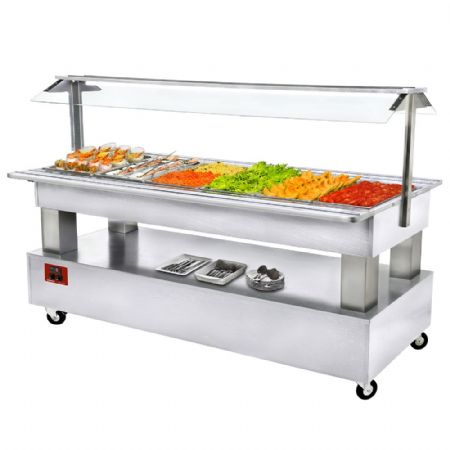 Buffet réfrigéré salad bar 6 bacs GN 1/1 en bois blanc 2070x660x1370 mm - Diamond Promo - BSB/6N-A1-R2 Buffet réfrigéré salad bar 6 bacs GN 1/1 en bois blanc 2070x660x1370 mm - Diamond Promo - BSB/6N-A1-R2