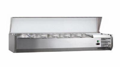 Saladette  poser  couvercle inox+2/+8ccapot inox 5 gn1/3 + 1 gn1/2-150 non compris