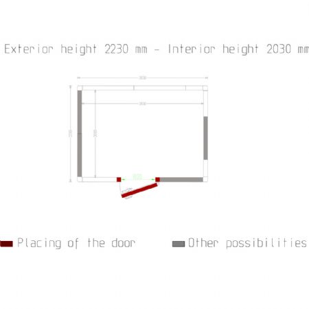 Chambre ISO 100 Dimensions internes 2830 x 2030 xh 2030 mm - volume 11,66 m
