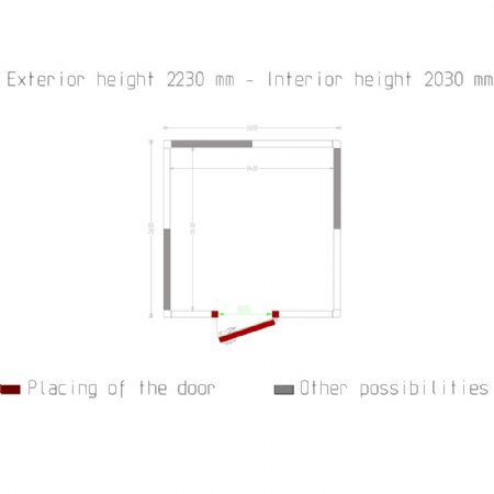 Chambre ISO 100 Dimensions internes 2430 x 2430 xh 2030 mm - volume 1, 99 m